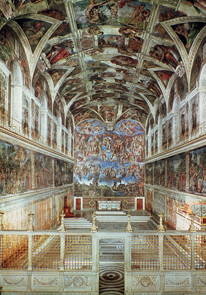 Interior view of the Sistine Chapel (photo) (pre-restoration)