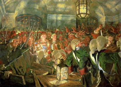 Grand Duchess Elizabeth with Guards during the Coup d'Etat of 1741, 1913 (oil on canvas)