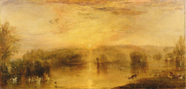 The Lake, Petworth: Sunset, a Stag Drinking, c.1829 (oil on canvas)