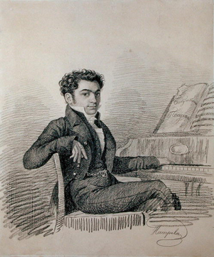 Portrait of the Composer Alexei N. Verstovsky (1799-1862) (charcoal on paper)