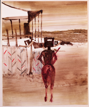 Study for 'The Glenrowan Siege', c.1955-60 (ripolin on masonite)
