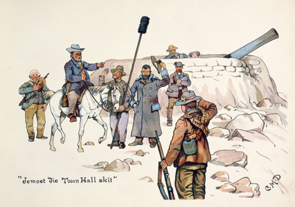 Jemoet die Town Hall skit, from 'The Leaguer of Ladysmith', 1900 (colour litho)