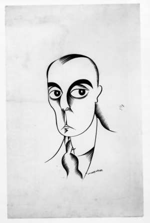Caricature of Ring Lardner (1885-1933) pub. in 'Vanity Fair', July 1925 (Indian ink on paper)