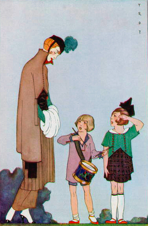 "Come and be a soldier, Mother" model by Mrs. Caleb Porter, from "Colour Magazine"