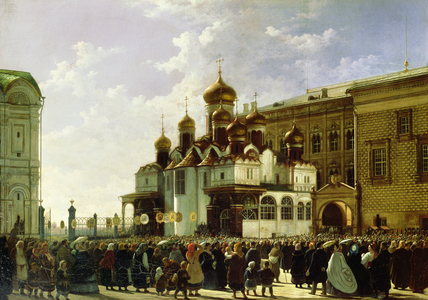 Easter procession at the Maria Annunciation Cathedral in Moscow, 1860 (oil on canvas)