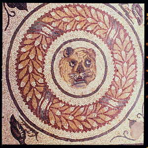 Tiger's head, Roman mosaic, early 4th century (mosaic)
