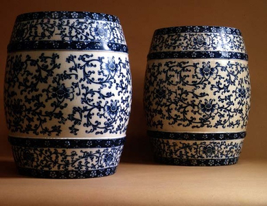 Blue and white tub seats, 1860