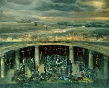 Stage design for Rodion Shchedrin's opera 'The Dead Souls', 1970 (oil on canvas)