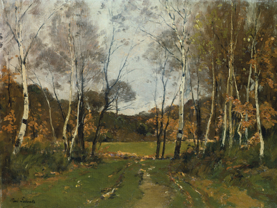 Wooded landscape (oil on panel)