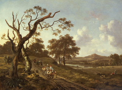 An Extensive Landscape with Pack Mules on a Country Road, 17th century