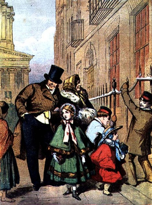 Returning from church Christmas morning (print)