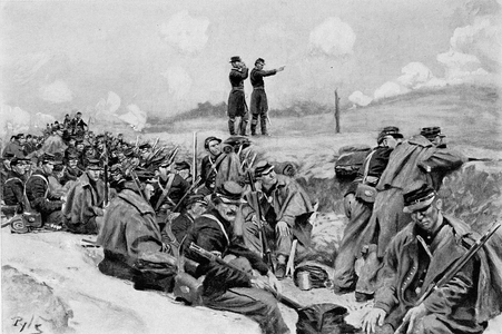 'They Awaited the Order to Charge', illustration from 'Young' by William Gilmore Beymer, pub. in Harper's Magazine, December 1909 (litho)