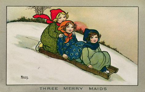 Three Merry Maids, Victorian card