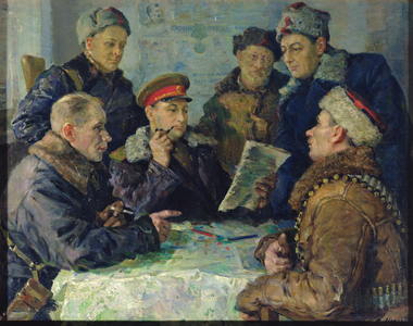 In the Headquarters of the Soviet Partisans Movement, c.1942-45 (oil on canvas)