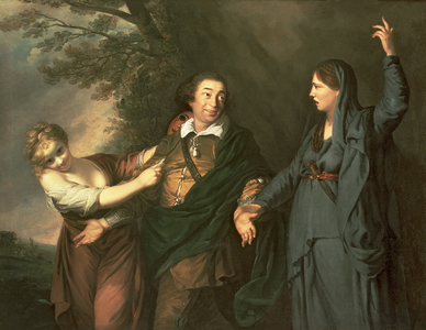 David Garrick (1717-79) between the Muses of Tragedy and Comedy, 1760-61 (oil on canvas)