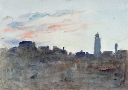After Sunset, View from the Artist's Window in Morpeth Terrace (watercolour)