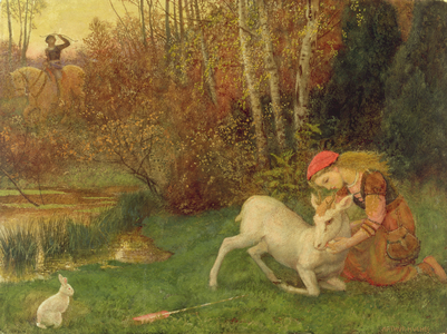 The White Hind, c.1870 (gouache)