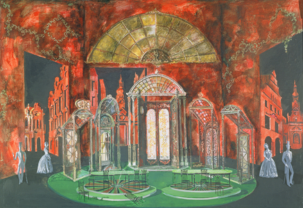 Stage design for the opera 'The Gambler' by S. Prokofiev, 1973 (oil on canvas)