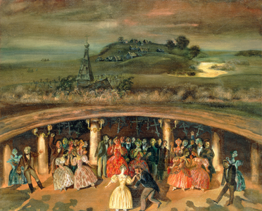 Stage design for Rodion Shchedrin's opera 'The Dead Souls', 1970 (oil on canvas)