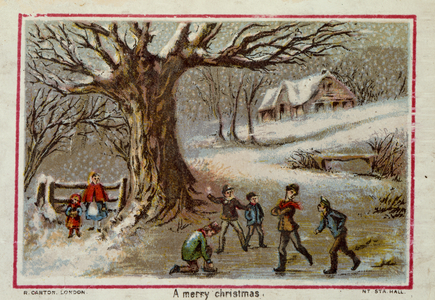 Boys Skating, Victorian period (postcard)