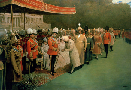 Edward VII receiving Maharajahs and Dignitaries Prior to his Coronation, 1901 (oil on canvas)