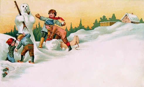 The Snowman, Victorian Christmas postcard