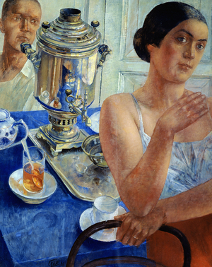 At the Samovar, 1926 (oil on canvas)