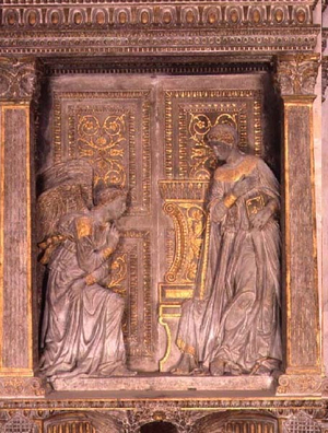 Cavalcanti Annunciation (gilded limestone) (see also 64350)