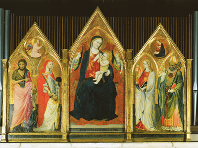 Madonna Nursing the Christ Child, with saints (tempera on wood) (see 254065)