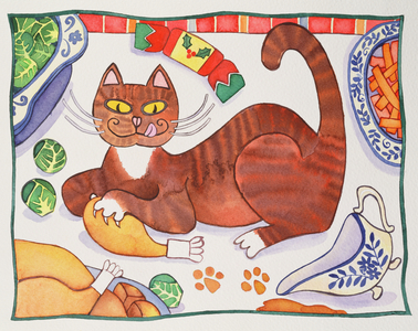 Christmas Cat and the Turkey