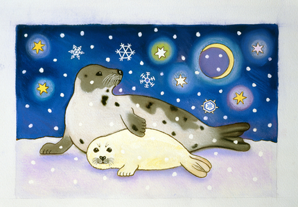 Cosmic Seals, 1997 (pastel and gouache on paper)