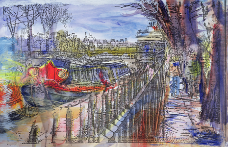 The Sunday Walk, 1986 (w/c and mixed media on paper)