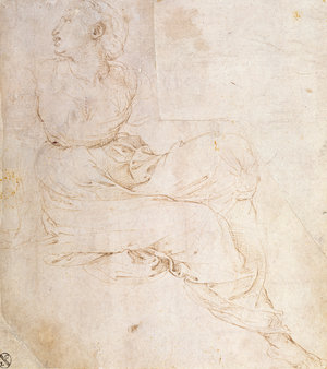 Study of Erato, for 'The Parnassus', 1510-11 (pen & ink on paper)