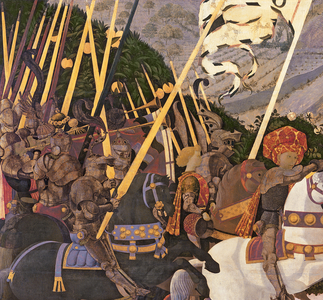 The Battle of San Romano, c.1450-60 (tempera on panel) (detail of 30690)