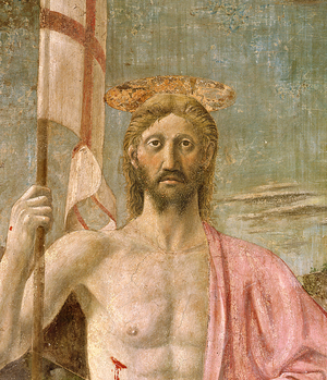The Resurrection, detail of Christ, c.1463 (fresco) (detail of 109787)