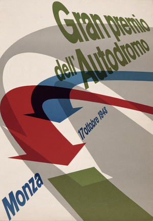 Poster for motor racing at Monza, Italy, 17th October 1948
