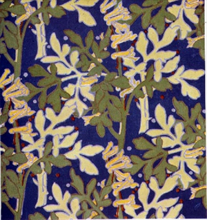 Floral design for block-printed silk by Margery Tomlin, Vol 91 of `The Studio`, 1926