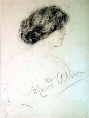 Portrait of Maud Allan, c.1910 (charcoal & red chalk on paper)