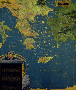 Map of Sixteenth Century Greece, from the 'Sala delle Carte Geografiche' (Hall of Geographical Maps) 1575 (oil on panel)