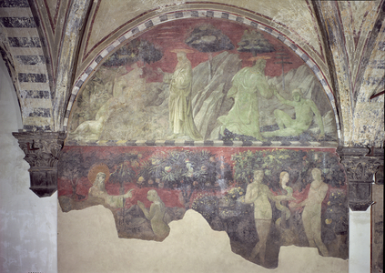 The Creation of the Animals and of Adam (upper section) the Creation of Eve and the Original Sin (lower section) lunette (fresco)