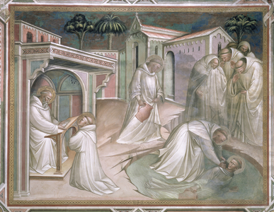 Maurus Saves Placidus, detail the Life of Saint Benedict (c.480-c.550), in the Sacristy, 1387 (fresco)