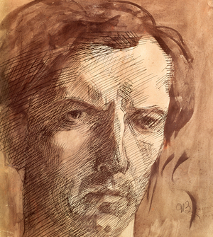 Self portrait, 1909 (ink & w/c)