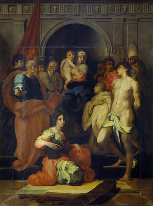 Madonna enthroned with child and Saints, 1522 (oil on wood)