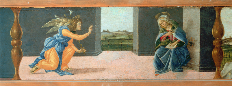 The Annunciation, predella panel from the Altarpiece of St Mark, c.1488-90 (tempera on panel) (see 44363 & 44381)