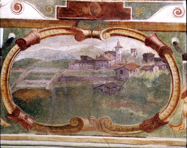 The 'Studiolo' (Study) of Francesco de'Medici (1541-87) detail of the frieze depicting one of the Medici villas, 1564-75 (fresco)