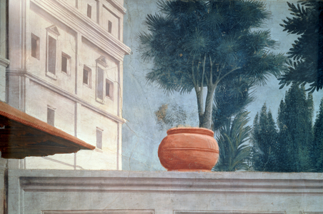 The Raising of the Son of Theophilus, King of Antioch (Detail of the View over the Courtyard Wall), c.1427 (fresco) (see also 63302)