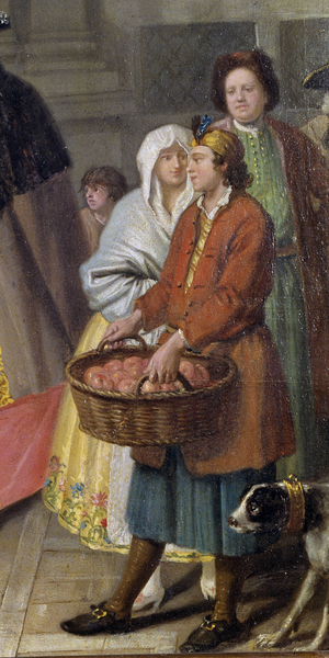 Conversation with masks or the Apples Seller (detail), 1750-60 (oil on canvas)