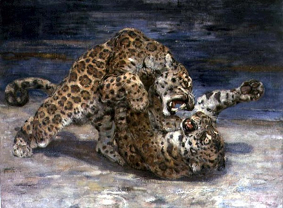 Leopards Fighting, c.1910 (oil on canvas)
