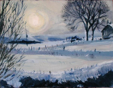 Winter Sun, Angus, c.1970 (oil on board)