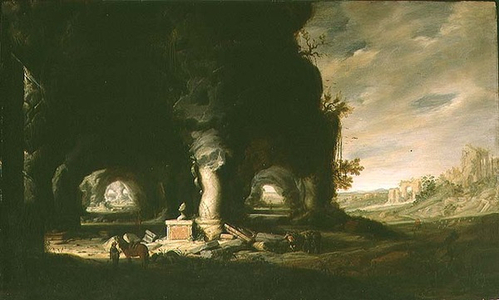 A Grotto in an Imaginary Landscape, c.1643 (oil on panel)